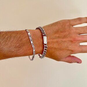 silver cuban link stainless steel chain bracelet